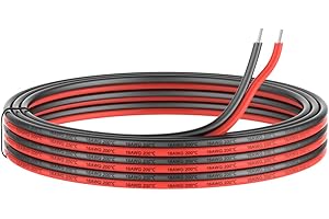 HAERKN 16awg Silicone Electrical Wire 2 Conductor Parallel Wire line 50ft [Black 25ft Red 25ft] 16 Gauge Soft and Flexible Hook Up Oxygen Free Strands Tinned Copper Wire
