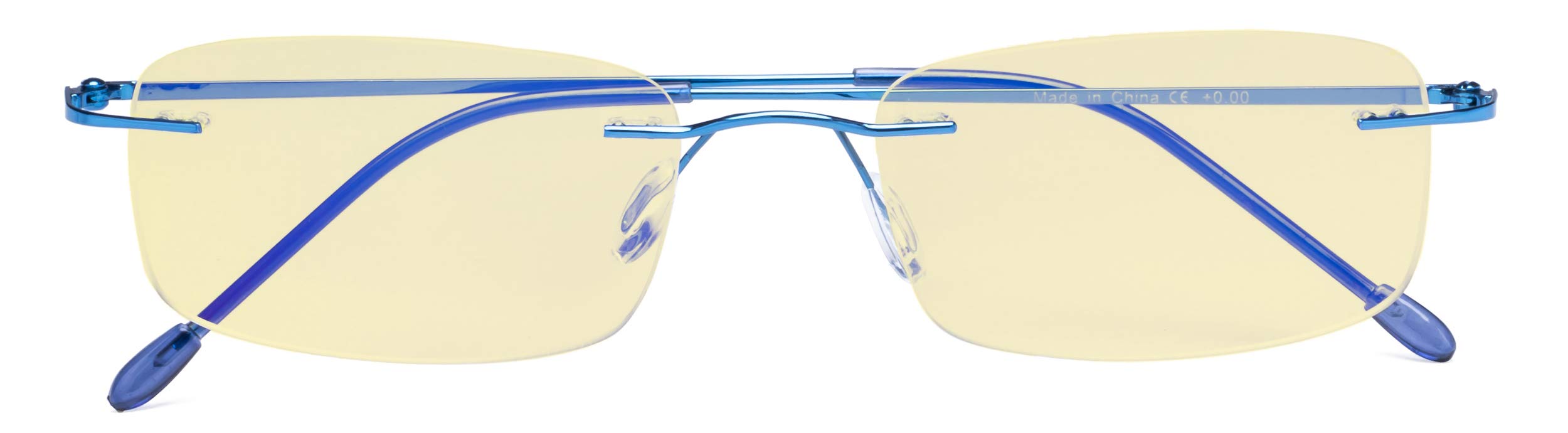 CessBlu Blue Light Blocking Glasses for Men Women Reading Computer Anti Glare UV Protection Eyeglasses Rimless Bendable (Blue)+4.0 — image 1