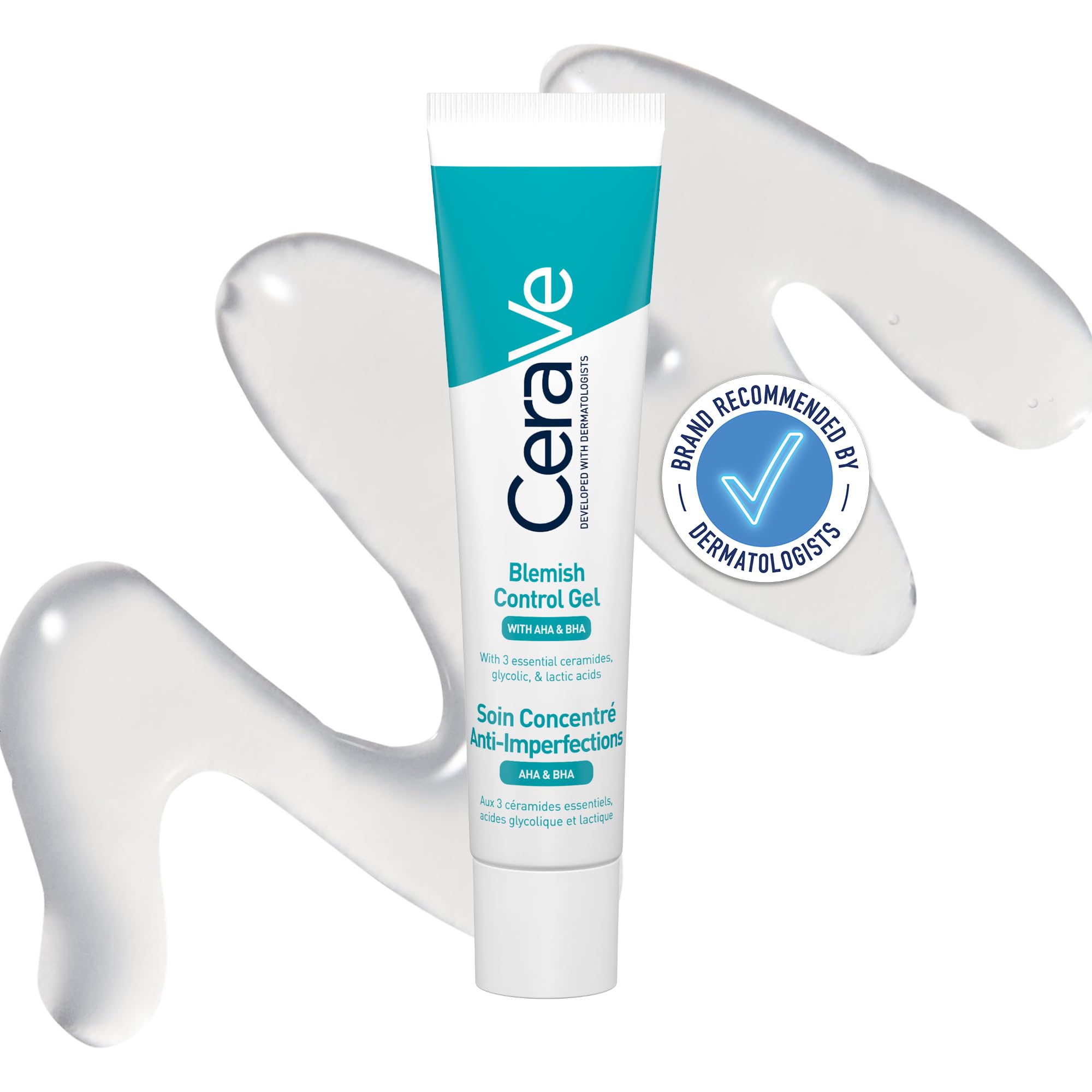 CeraVe Blemish Control Gel Moisturiser With 2% Salicylic Acid, Niacinamide, & 3 Essential Ceramides, Blemish-Prone Skin, Dermatologist Developed, 40ml