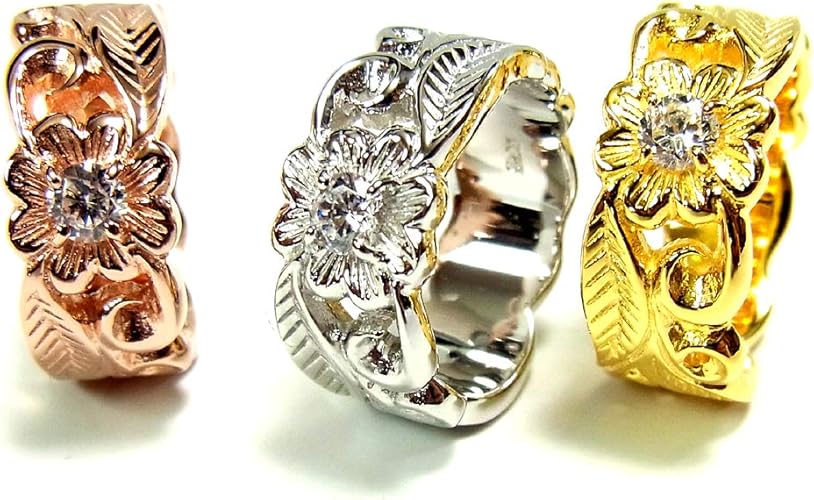 Amazon ハワイアンジュエリー リリ エグゼクティブ プラチナ 仕上げ サーフ リング 指輪 石 レディース メンズ シルバー925 誕生日 記念 ピンクゴールド 13号 リング 通販