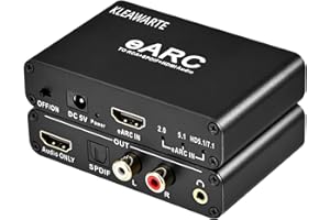 KLEAWARTE eARC Audio Extractor HDMI ARC Audio Converter eARC to HDMI Audio Optical/SPDIF RCA L/R 3.5mm Jack Digital to Analog Adapter DAC Converter