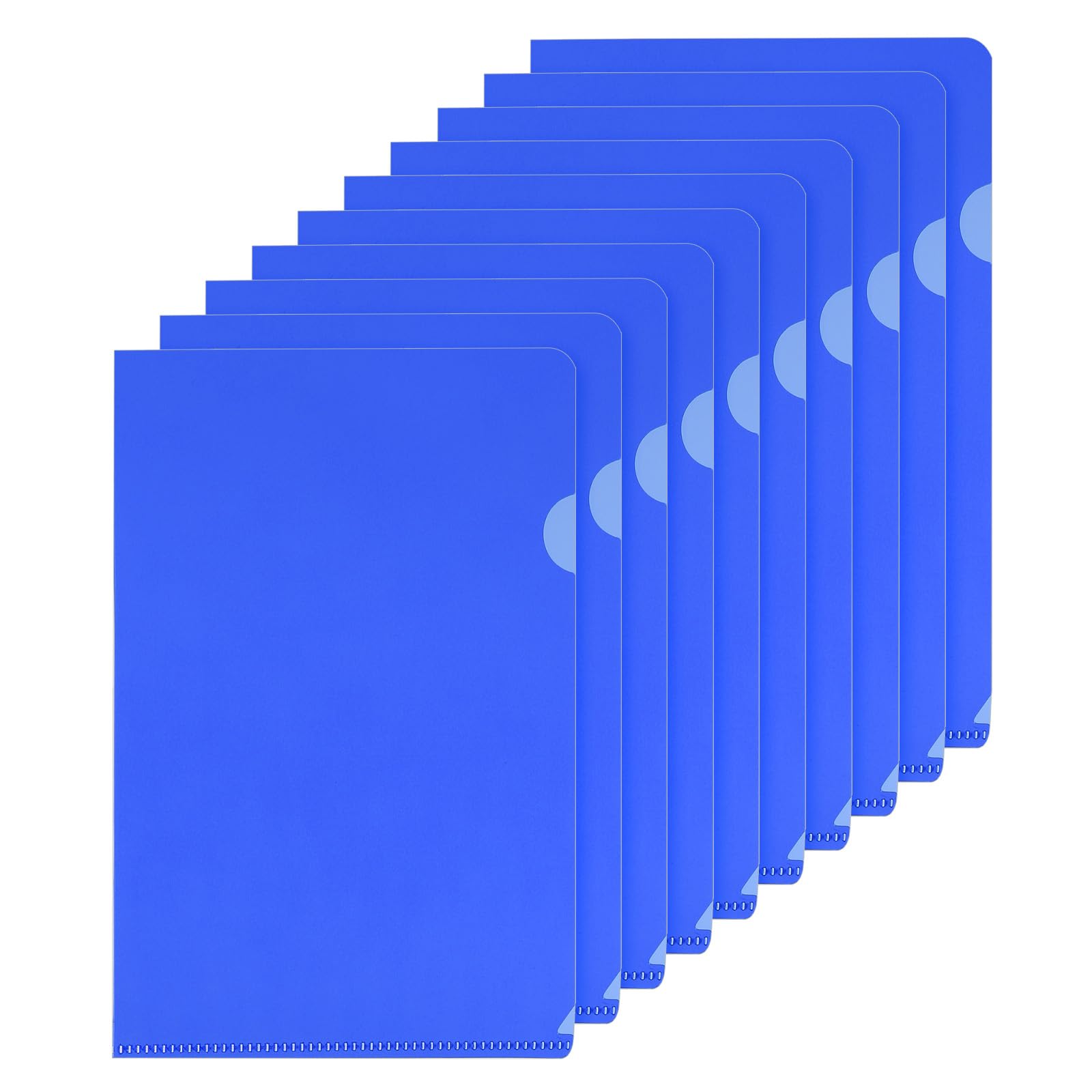 PATIKIL L Type Folders 10 Pack A5 Plastic File Project Pockets Clear Paper Document Jacket Sleeves for Office, Dark Blue