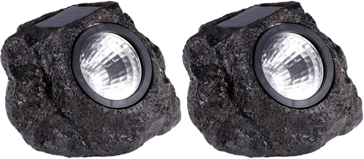 Mobestech 2pcs Solar Rock Lights LED Waterproof Landscape Lights Rock