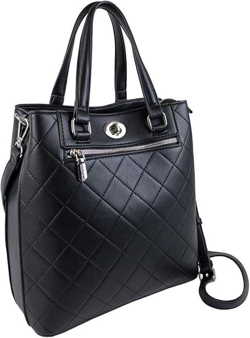 Ellen Tracy Women's Quilted Double Handle Satchel Bag with Detachable