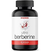 Ultra Berberine Supplement Capsules 600mg (1200mg to 1800mg Daily) – Pure Berberine HCL Supplement to Support Metabolism & Daily Vitality – Vegan, Gluten-Free Diet Supplements (90 Capsules)