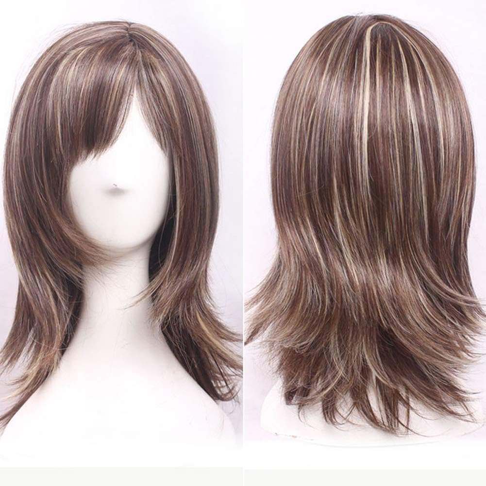Amazon Com Hjs Medium Long Straight Brown Blonde Mixing Choppy