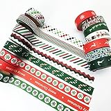 12 Rolls Christmas Thanksgiving Holiday Washi Tape Set, Snowflake Tape, DIY Scrapbooking Decorative Tape, Masking Tape, Planner Tape, Craft Gift Decoration Tape Stickers, Red Green White(Random Color)