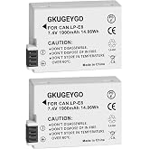 GKUGEYGO LP-E8 Battery 2-Pack, 1900mAh 7.4V Replacement Battery | Compatible with Canon Rebel T2i T3i T4i T5i
