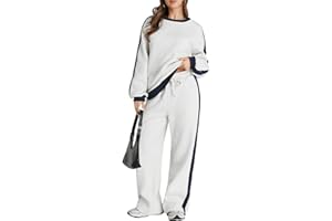 Herseas Women 2 Piece Outfits Color Block Sweatsuit Casual Fleece Lounge Matching Sets