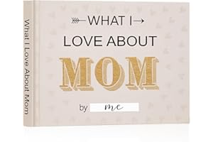 Artmag What I Love about Mom Book, Fill-in-the-Blank Love Journal Book for Mom Mother's Day Birthday Christmas Gifts Stocking Stuffer for Mother (Beige)