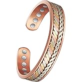 MagSølv Copper Magnetic Bracelets, 99% Pure Copper Bracelet Adjustable for Men & Women with 3500 Gauss, Tricolor Gold Jewelry Gift