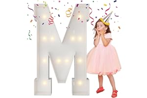 MERRY MOSAICS 4FT Marquee Light Up Letters, Large Marquee Letters, Mosaic Balloon Frame Letters Big Letters for Engagement Wedding Decorations Birthday Party Backdrop Decor, Balloon Arch Kit Letter M