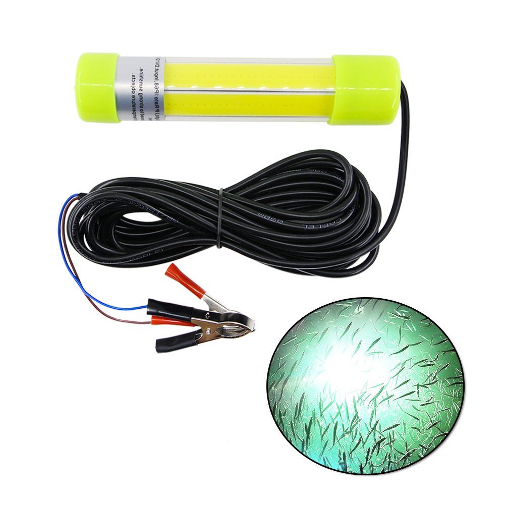 SHADDOCK Underwater Fishing Light Lure Bait Finder Night Light 20W Fishing Boat Submersible Deep Drop Fishing Lamp Fishing Bait Attrant,12V-24V with 6M Cord（White