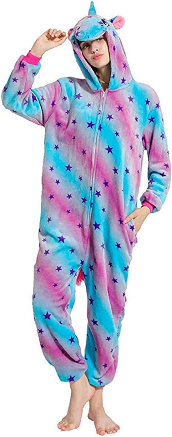 Unisex Unicorn Onesie Pajamas Halloween Cosplay Costume Animal Homewear Onepiece