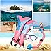 OXA Scuba Diving Snorkel Set including Dry Top Snorkel, 2-Windows Tempered Glass Mask and Trek Fins for Kids (Pink, L/XL)