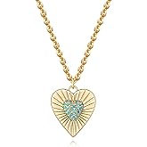 Valloey Rover Turquoise Necklaces for Women-Charm Gold Pendant Necklace 14K Gold Plated Dainty Statement Pendant Necklaces Turquoise Jewelry Gifts for Women