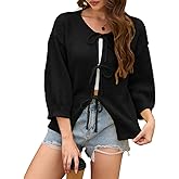 Afuokshaa Women's 3/4 Sleeve Lightweight Fashion Cardigan Sweater