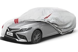 Favoto Sedan Car Cover Waterproof - Custom Fit for Toyota Camry (1996-2014) All Weather for Automobiles Outdoor with Reflective Stripe Snow Sun Dust UV Protection Full Exterior Cover