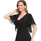 Womens Shrug Chiffon Shawl Wraps Open Front Tie Top Cardigan for Evening Dress