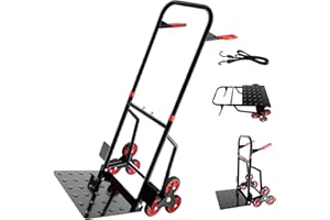 Lomive Heavy-Duty Stair Climber Cart 440 lbs Capacity, Versatile Stair Climbing Hand Truck w/Adjustable Telescoping Handle, Dolly for Stairs w/ 6-Inch Tri-Wheel Design for Moving,Logistics(Red)
