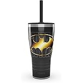 Tervis Traveler DC Comics - Batman - Gotham Gold Triple Walled Insulated Tumbler Travel Cup Keeps Drinks Cold & Hot, 30oz with Straw Lid, Stainless Steel
