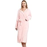 EK4YDNDS Plush Lightweight Hooded Robes For Women, Soft Warm Long Fleece Bathrobe for Women Lounge Spa Robe