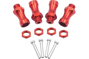 SHARE GOO 4Pcs ShareGoo Aluminum 12mm to 17mm Wheel Extension Hex Drive Hub Adapter Widener 30mm Offset Compatible with Tamiya Axial RC4WD Traxxas 1/10 Off-Road RC Car Buggy Monster Truck Tires,Red