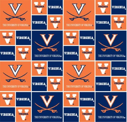 Virginia University NCAA Cotton Fabric 45'' width Sold by The Yard