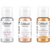 Sweet Sticks Edible Art Decorative Cake Paint 0.5 Ounce (15 Milliliters), 3-Metallic-Color Set