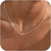 Initial Necklaces for Women,14K Gold Plated CZ Sideways Letter Necklace Dainty Small Cute Gold Initial Necklace Personalized Custom Name Choker Necklaces for Women Non Tarnish Jewelry Aesthetic Stuff