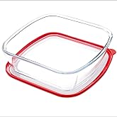 CGNWEEPS 9×9in Square Glass Baking Dish with lid, 2.6QT Deep Square Glass Baking Pan, Microwave and Oven Safe