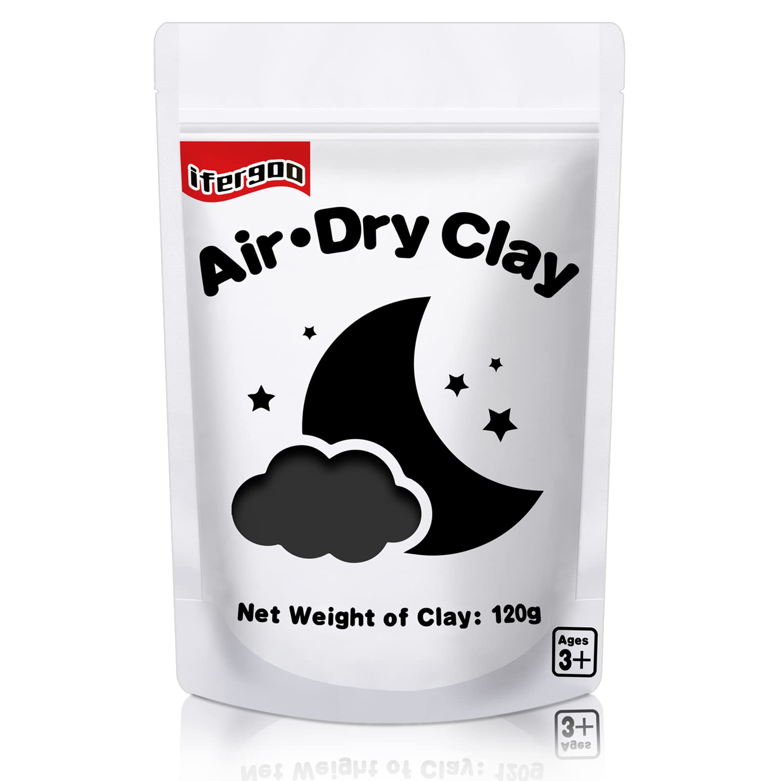 iFergoo Air Dry Clay, Ultra Light Modeling Clay, Magic Clay DIY Creative Modeling Dough, Kids Gifts for Girls Boys (Black Clay)