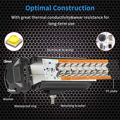 7" LED Light Bar with Amber Marker Light, YUGUANG 240W 24000LM with DRL/Angel Eye Spot&Flood Combo Beam Driving Light, IP68 Waterproof Super Bright Spot Flood Lights for Truck Jeep Boat SUV, 3 Years W