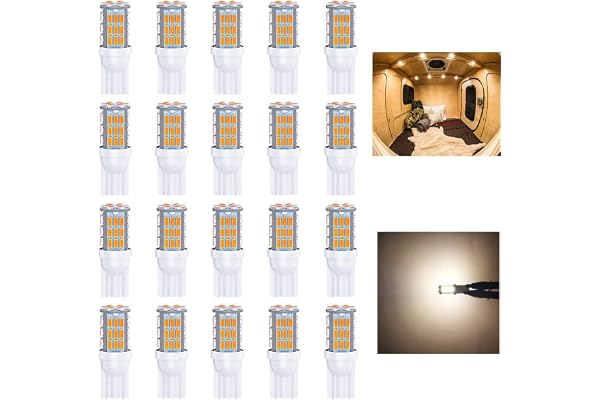 Antline T10 921 194 168 LED Bulbs Warm White 20-Packs, Super Bright 3014 42-SMD LED Replacement 12 Volt RV Camper Trailer Boa