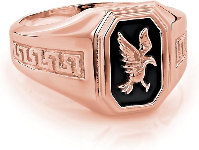 Luxurman Mens Natural Black Onyx Ring 14k Eagle Ring For Him Rose Gold Size 12 5 Amazon De Schmuck