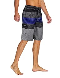 unitop Men's Quick Dry Striped Print Swim Trunk