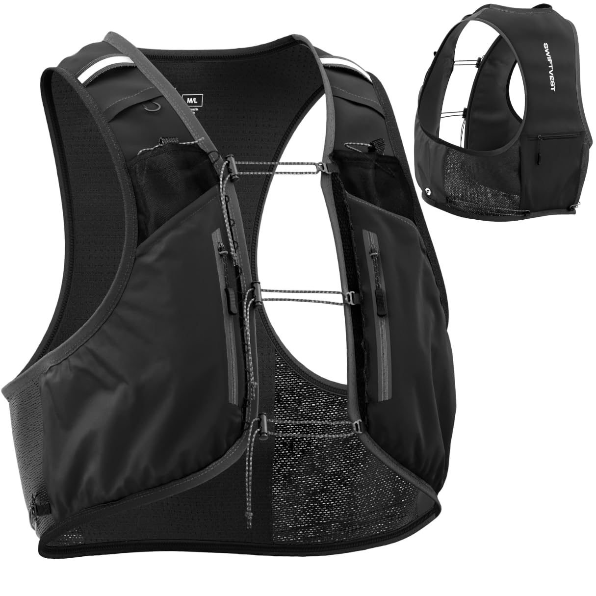 SWIFTVEST™ Running Vest Men & Women | 10+ Pockets for Accessories | Phone Holder for Running | Hydration Backpack | Lightweight | Water Bottle Holder | Designed by Runners