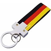 Germany Flag Stripe Nylon Band w/Inner Leather Key Chain Strap Trim Decal for VW Audi Mercedes Porsche ect. Europe Car