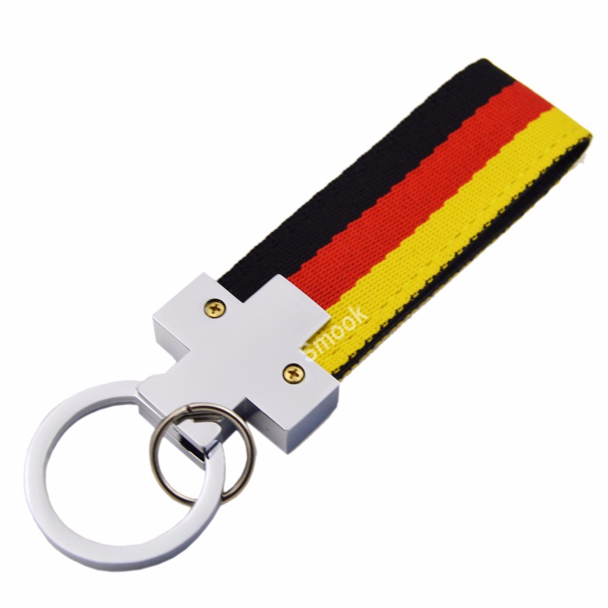 Germany Flag Stripe Nylon Band w/ Inner Leather Key Chain Strap Trim Decal for VW Audi Mercedes Porsche ect. Europe Car