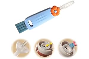 LIMVESO 3 in 1 Cup Lid Cleaning Brush, 2025 New Cup Lid Cleaner with Brush, Multifunctional Portable Crevice Cleaning Brush Set for Baby Bottle Gap Tight Spaces, Home Kitchen Cleaning Tools (Blue)