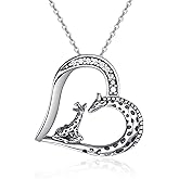 TANGPOET Giraffe Necklace Gifts for Women Mom Daughter 925 Sterling Silver Personalized Picture Jewelry Gifts for Giraffes Lover Birthday Mothers Day