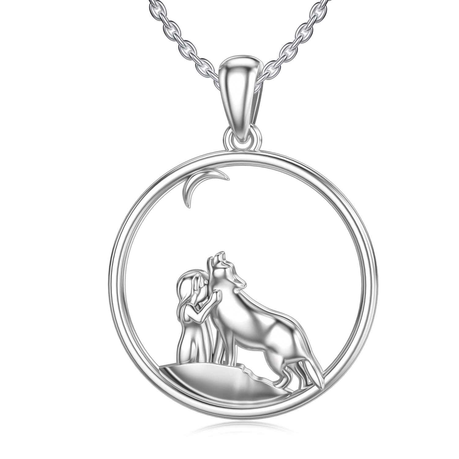 HARMONY BOLA Wolf Pendant 925 Sterling Silver Animal Necklace Viking Jewellery Birthday Gift for Women Girl