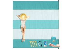 BYDOLL Nylon Beach Blanket Waterproof Sandproof Oversized 7'x7' Suits 1-5 Adults Sand Free Extra Large Blanket Lightweight Soft Picnic Mat for Beach Travel Camping