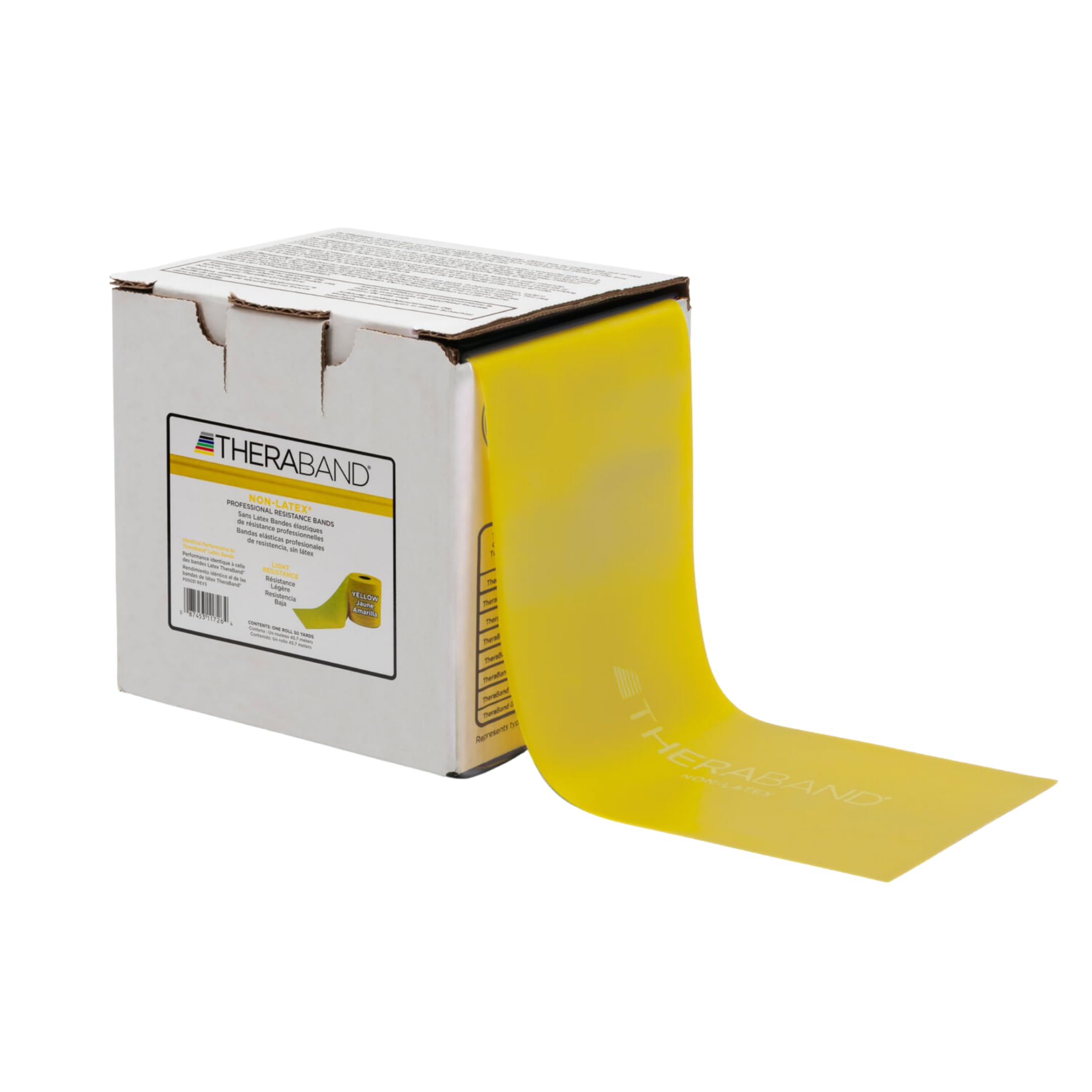 Photo 1 of THERABAND Resistance Band, Yellow, Light, 50-Yard Roll, Latex-Free, Elastic Band for Exercise, Physical Therapy, Yoga, Pilates, Stretching, Home Workouts, Cut-to-Length, Color-Coded Levels