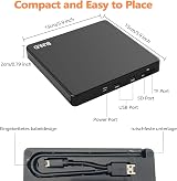 BUNUD USB 3.0 Type-C External CD DVD Drive SD TF USB Ports Burner Writer view 3