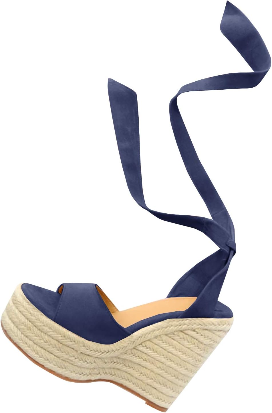 Womens Espadrilles Wedges Sandals Heels Open Toe Tie Lace Up Platform Ankle Strap Summer Dress Shoes