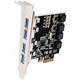 LTERIVER PCIe 4 Ports Superspeed USB 3.0 Card Adapter for Windows Server,XP,Vista,7,8.0,8.1,10(32/64bit) PCs-Biuld in Smart P
