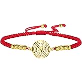 Amaxer Adjustable Hecate's Wheel Charm Colorful Braided String Bracelet with Sliding Knot Pagan Ancient Greek Symbol Wiccan Witchy Jewelry for Men Women
