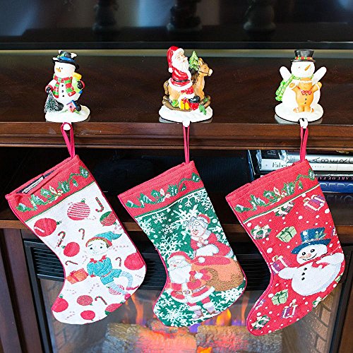BestPysanky Set of 3 Hand Painted Stocking Holders - Snowmen & Santa 6.5 Inches