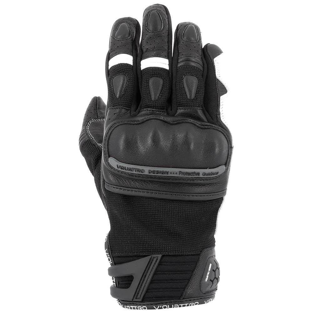 V Quattro Design Road Star Men's Gloves, Black/White, Size M